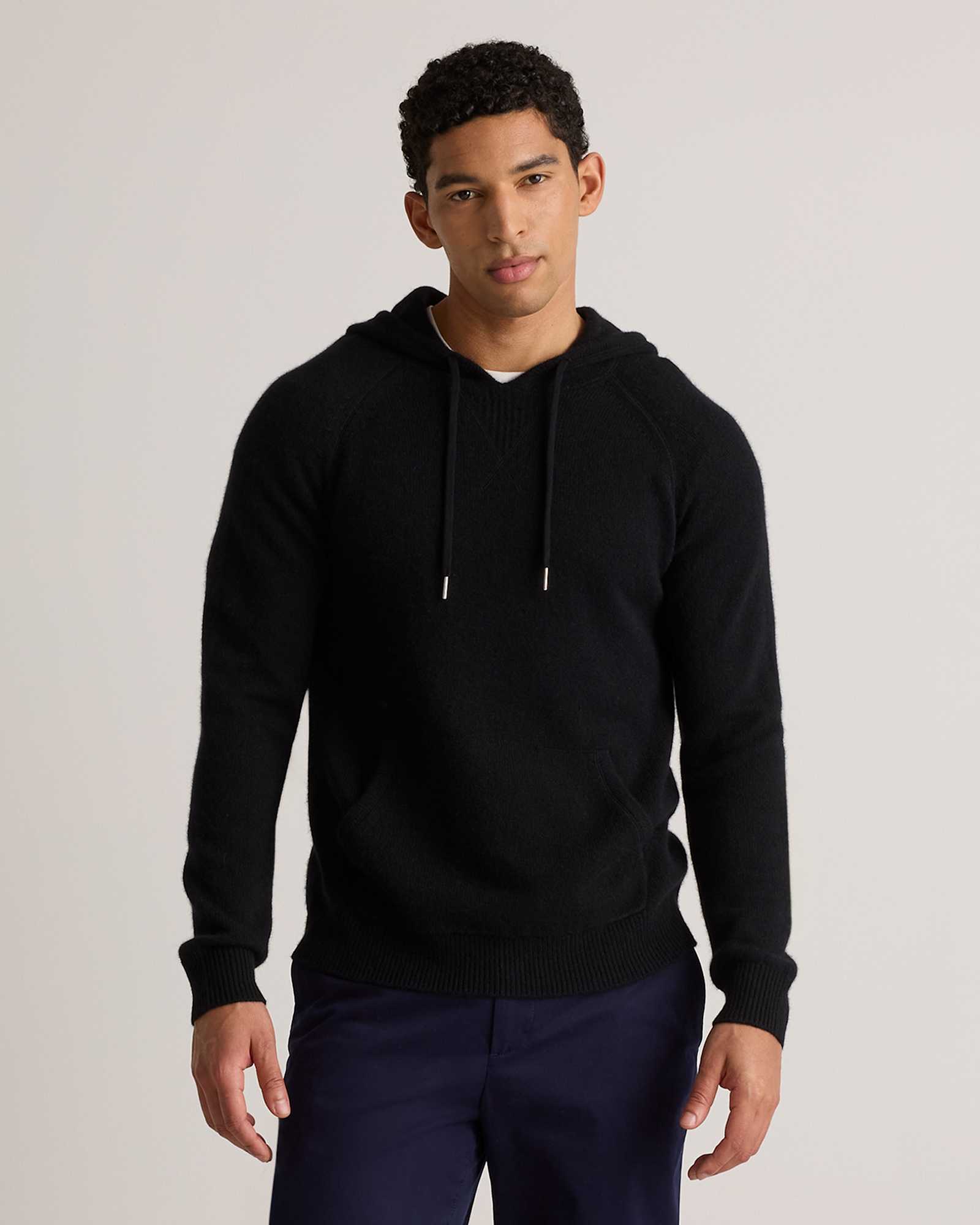 black Mongolian Cashmere Pullover Hoodie