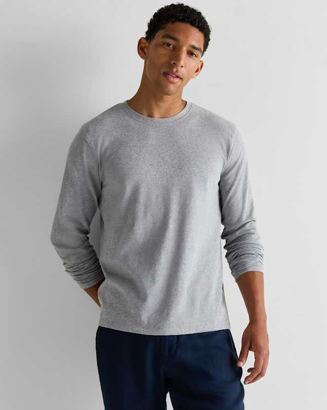 Heather Grey 100% Organic Cotton Slub Long Sleeve Tee