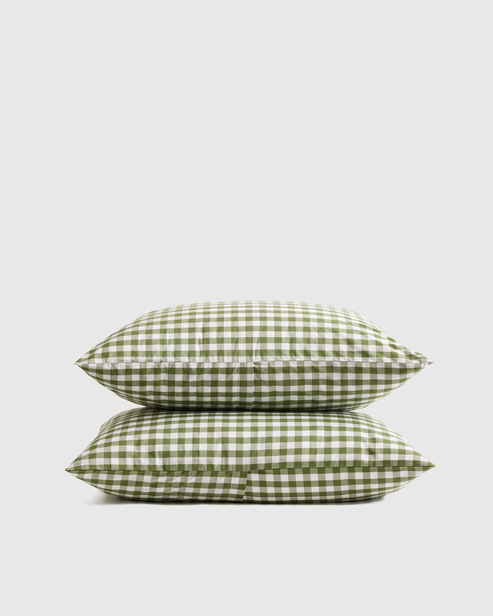 Olive Organic Crisp Percale Gingham Sham Set