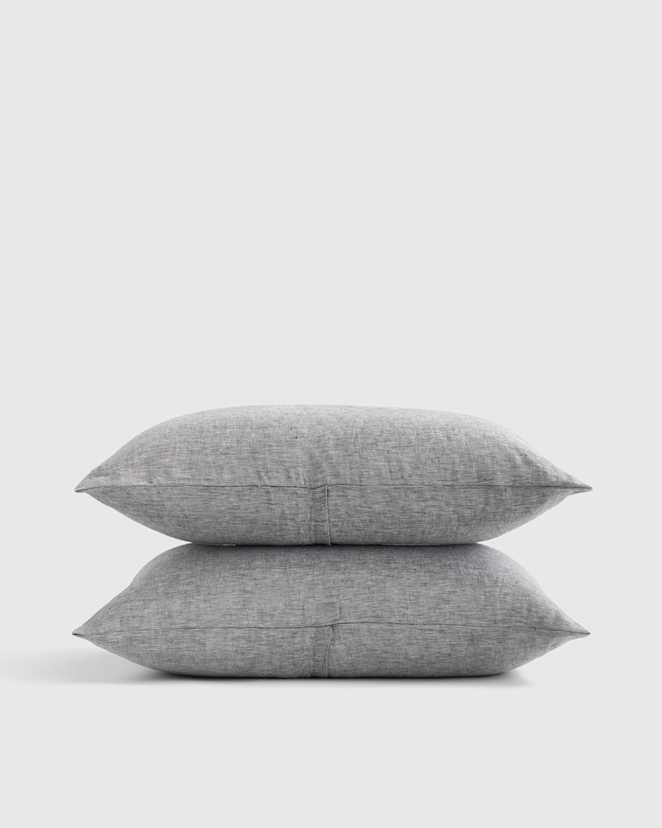 Charcoal European Linen Chambray Sham Set