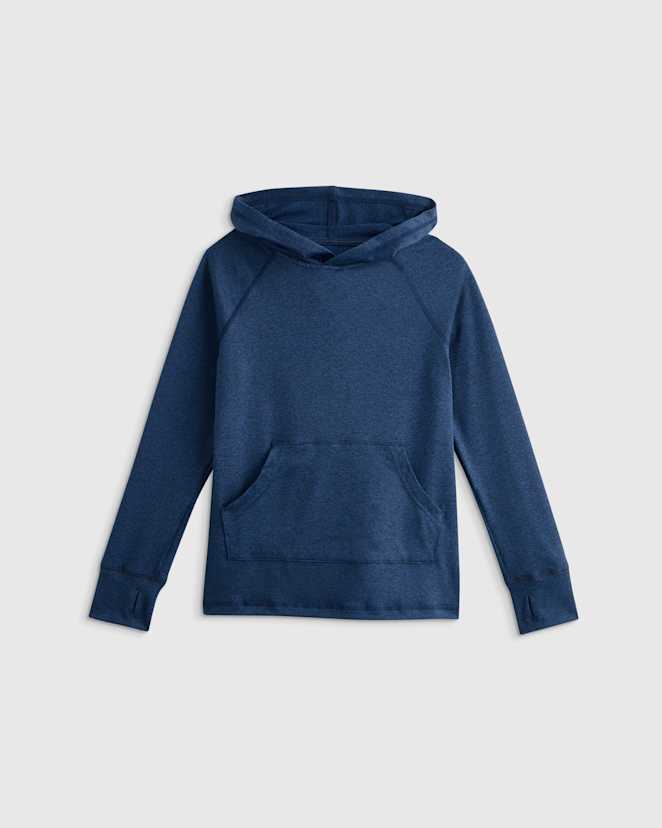 Heather Navy Flowknit Pullover Hoodie
