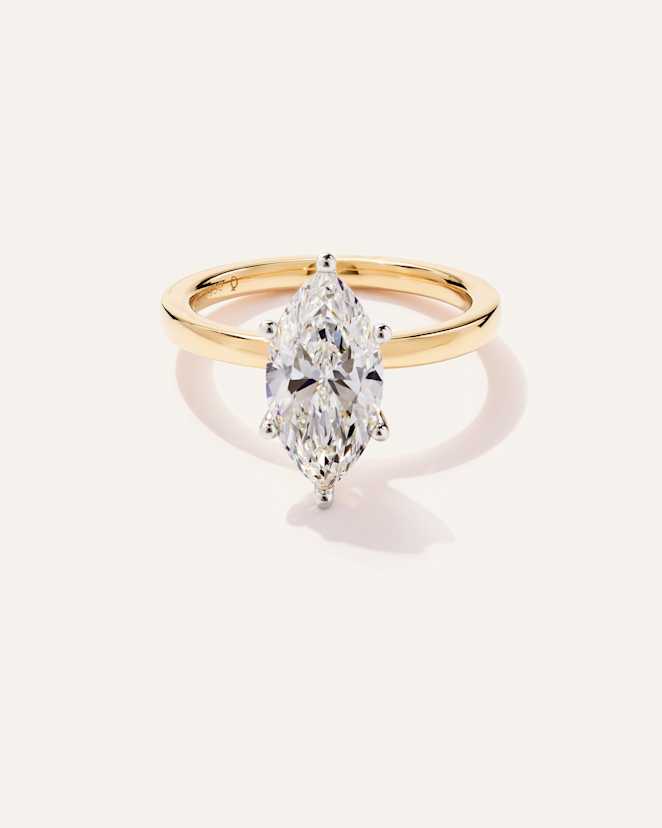 Yellow Gold Lab Grown Diamond Marquise Comfort Fit Engagement Ring - 2.5ct