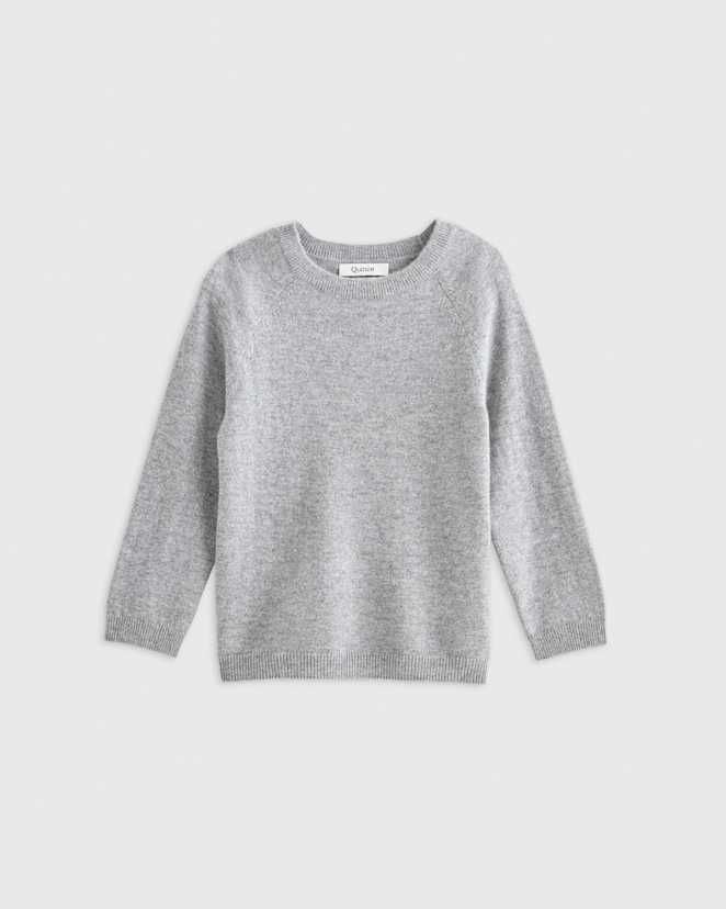 Heather Grey Washable Cashmere Crewneck Sweater