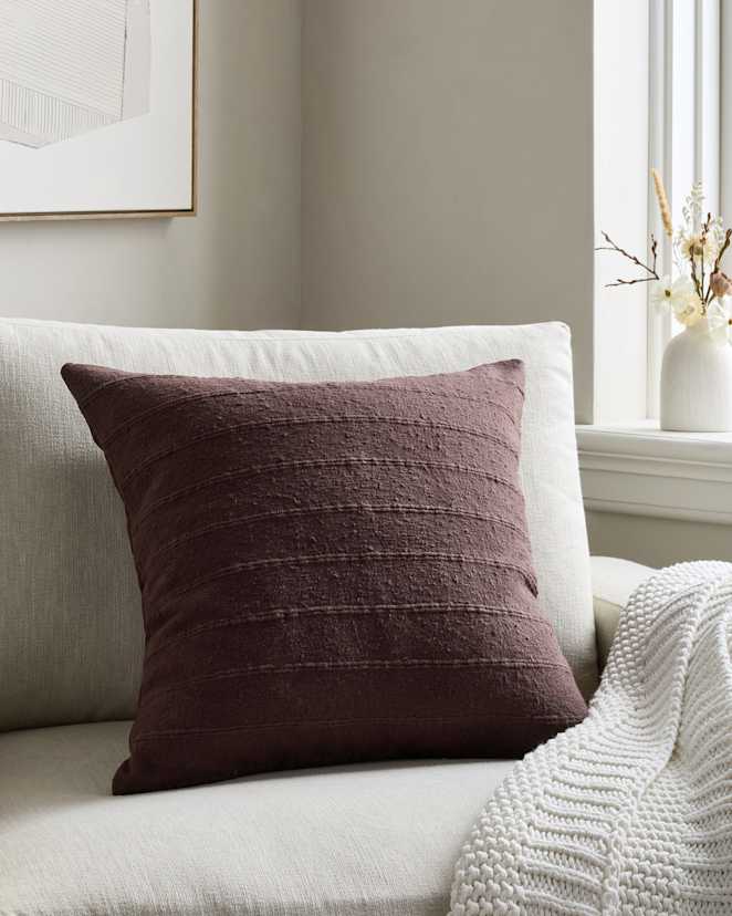 Espresso Textured Striped Cotton Pillow Cover