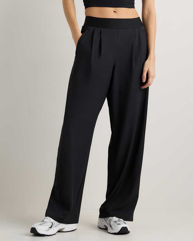 Black Performance Tech Wide Leg Pants