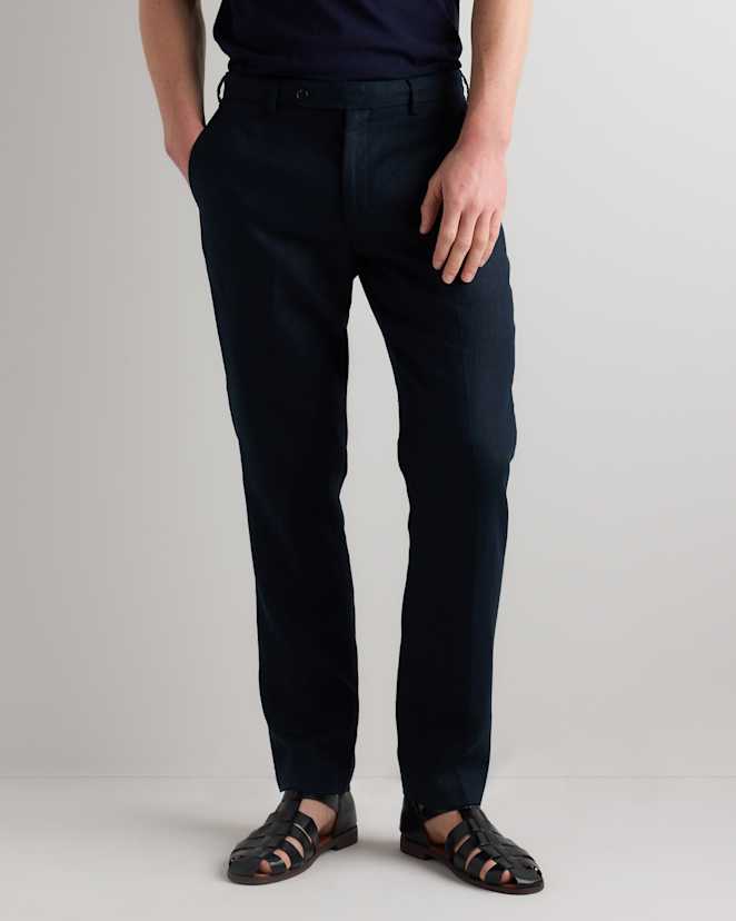 Deep Navy 100% European Linen Tailored Dress Pants