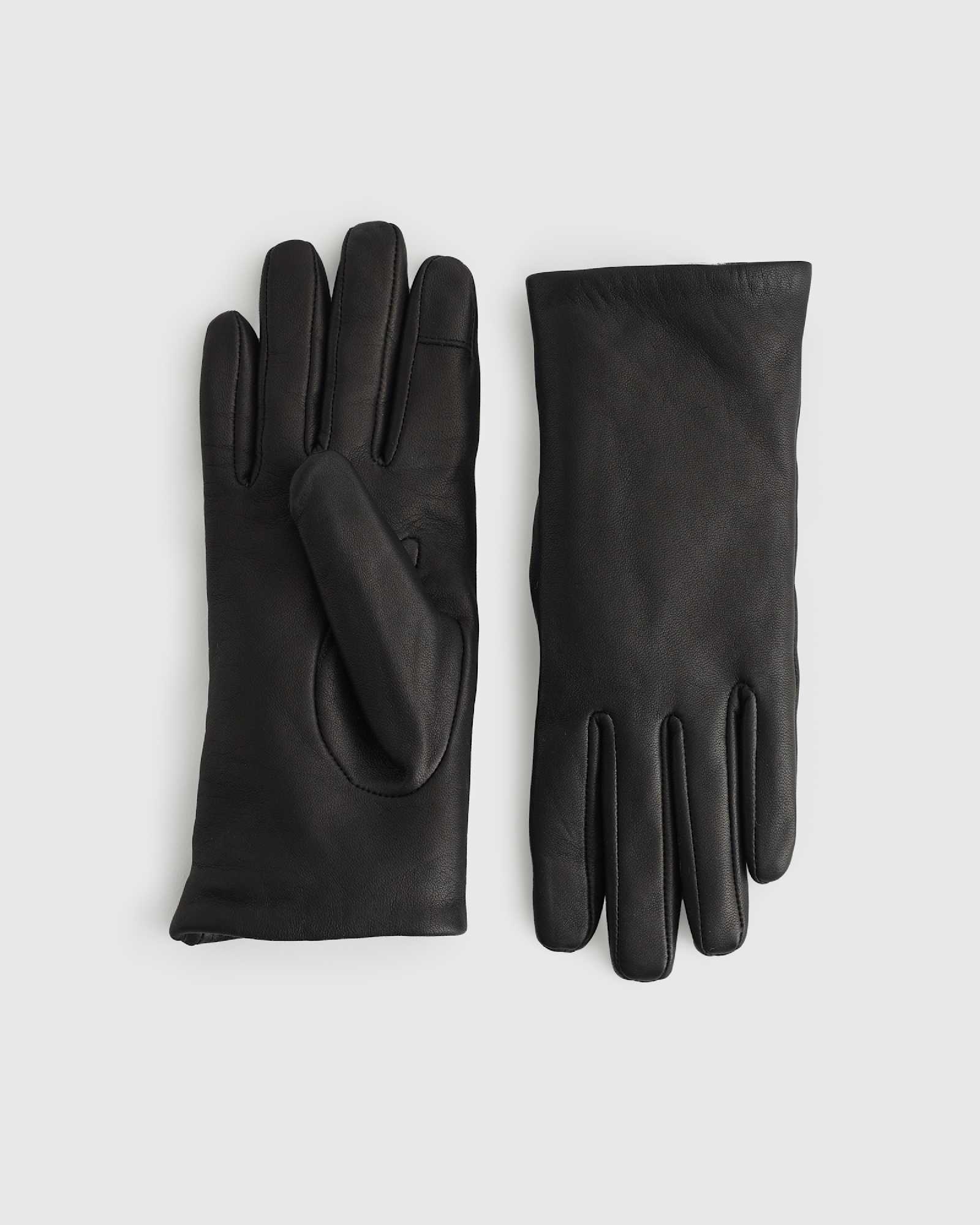 Black Cashmere Lined Leather Gloves