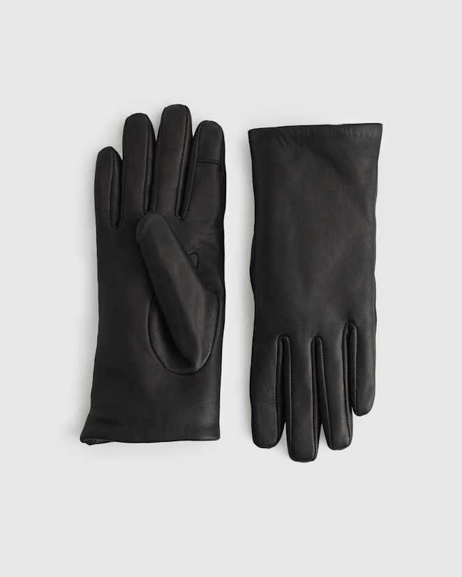 Black Cashmere Lined Leather Gloves