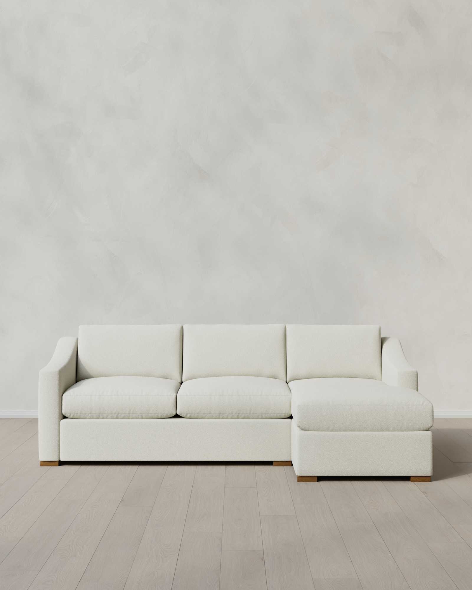 Hollis Slope Arm Chaise Sectional Right Arm 104in Performance Basketweave Ivory