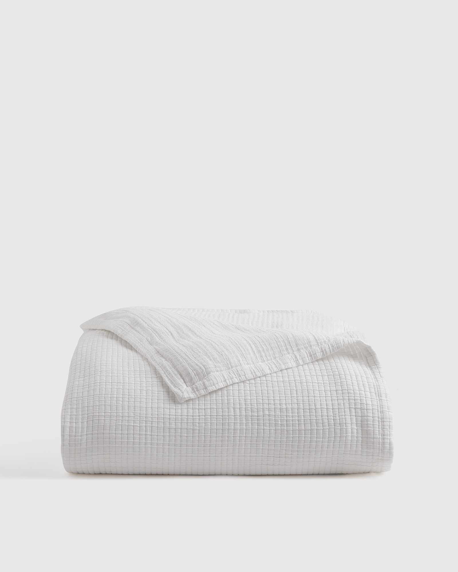 White Organic Ribbed Cotton Coverlet