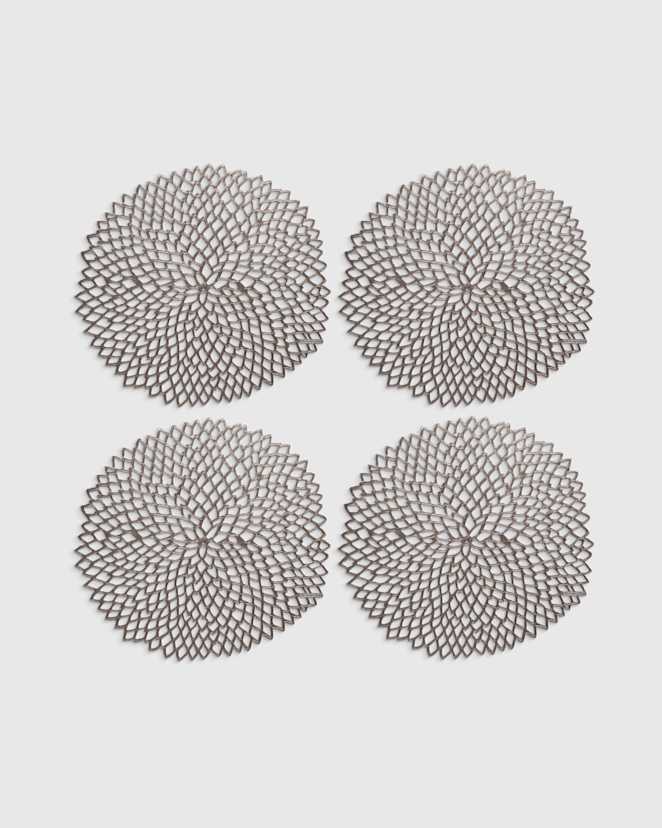 Gunmetal Pressed Dahlia Placemats, Set of 4 by Chilewich