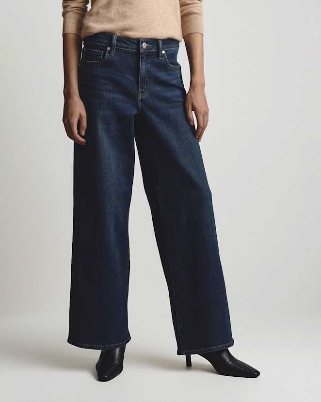 Midnight Blue Jean Luna Stretch à jambes larges