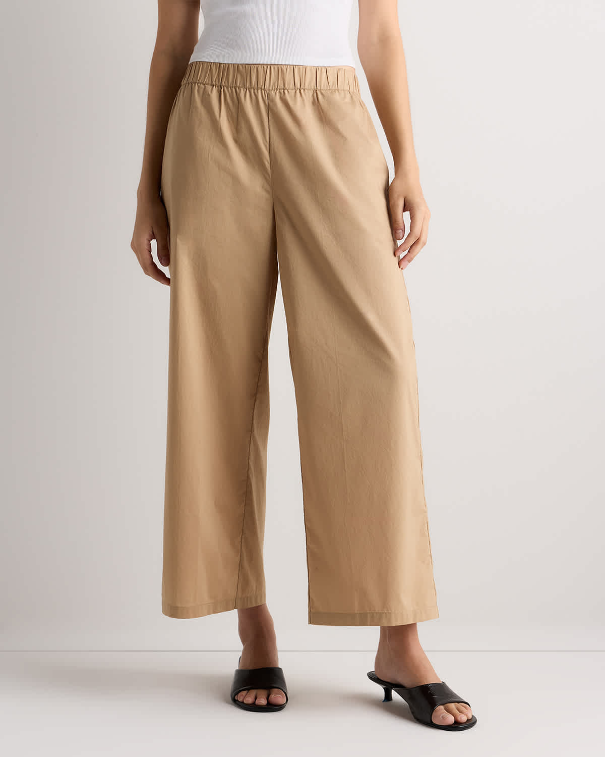 Desert Khaki 100% Organic Lightweight Poplin Wide Leg Pants
