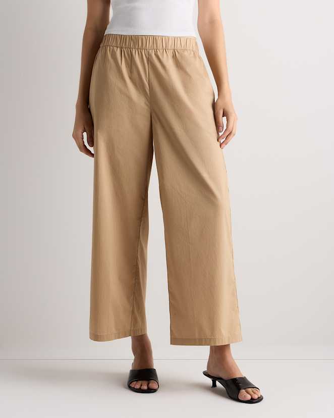 Desert Khaki 100% Organic Lightweight Poplin Wide Leg Pants