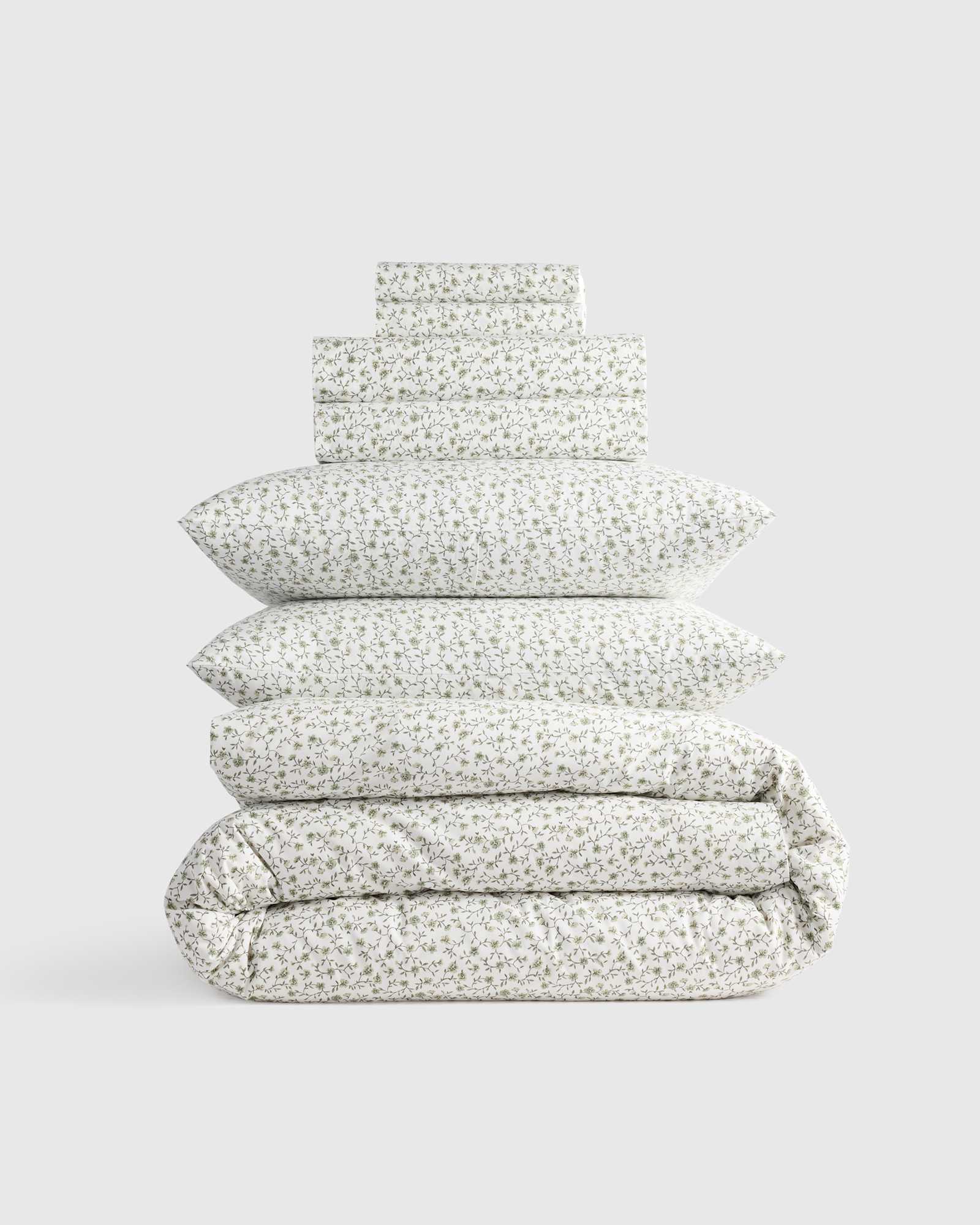 Green Florette Organic Crisp Percale Floral Deluxe Bedding Bundle