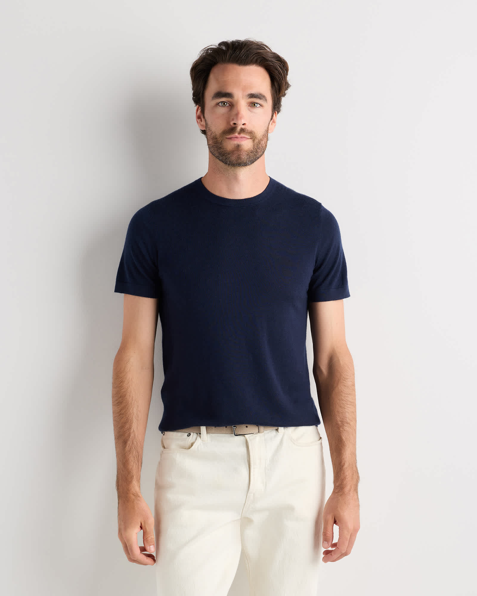 True Navy 100% Superfine Mongolian Cashmere Tee
