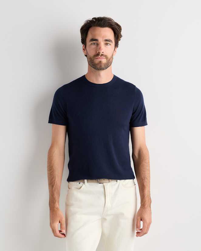 True Navy 100% Superfine Mongolian Cashmere Tee