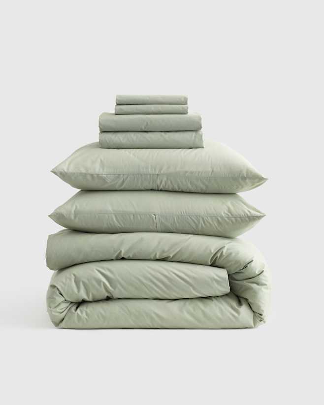 Sage Classic Organic Percale Deluxe Bedding Bundle