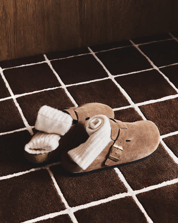 Cafe Water Repellent Suede Clog Mule