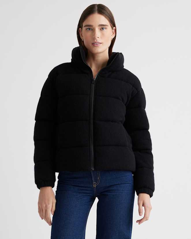Black Mongolian Cashmere Puffer Jacket