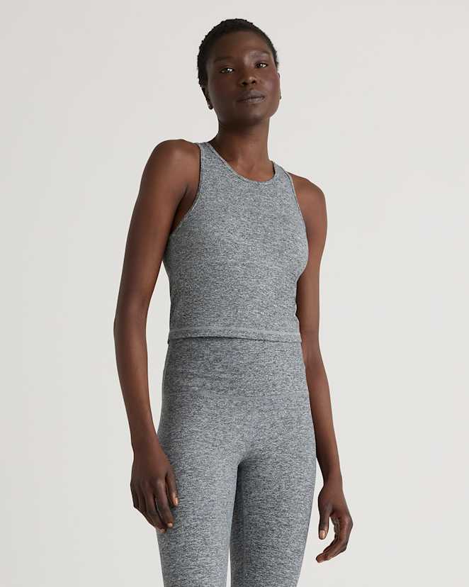 Heather Grey Ultra-Soft High Neck Cropped Tank