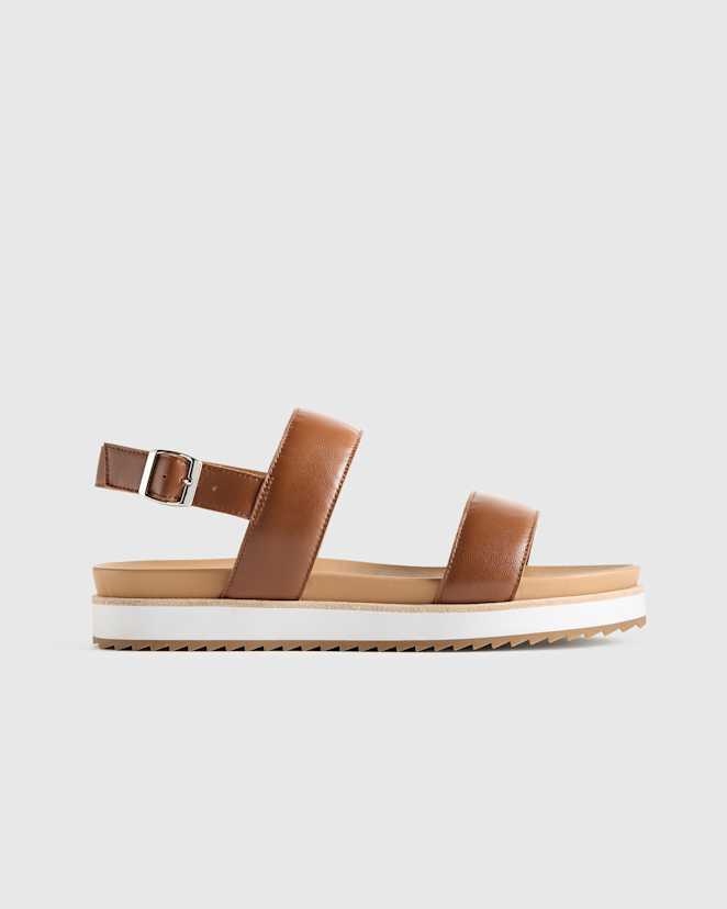 Cognac Italian Leather Platform Sandal