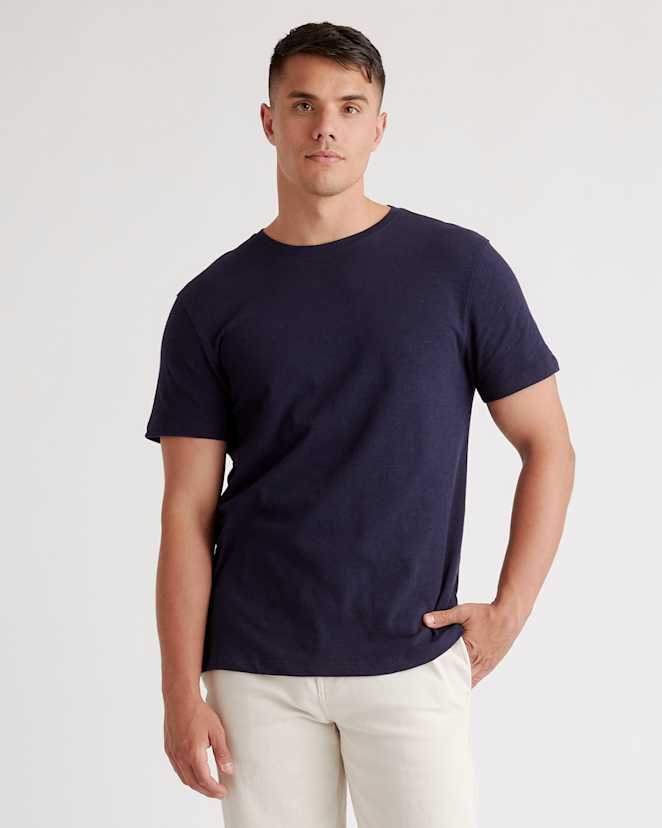 Deep Navy 100% Organic Cotton Slub Crewneck Tee