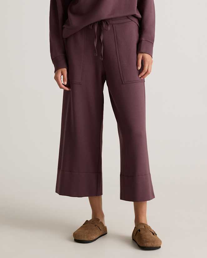 W-PNT-6-DFIG 0145 EDITED 1 Dried Fig SuperSoft Fleece Cropped Wide Leg Pants