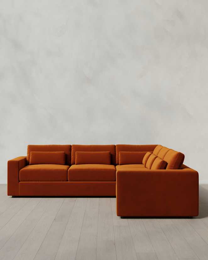 Rust Ashford Deep Seat L Sectional in Performance Velvet