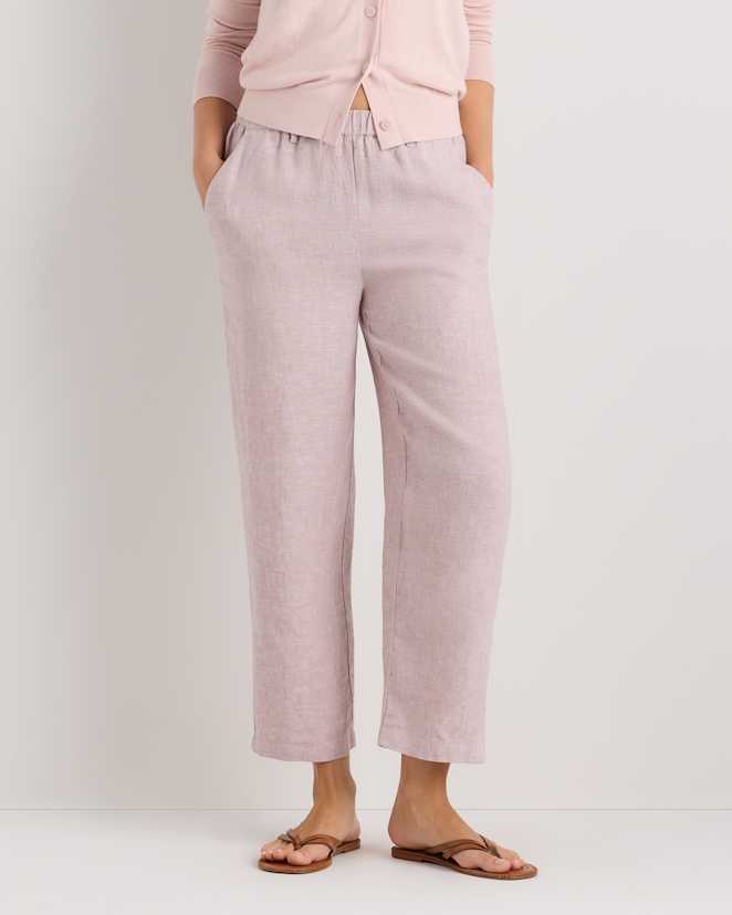 Vintage Pink Chambray 100% European Linen Pants