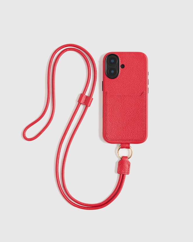 Red Italian Leather Phone Crossbody Case