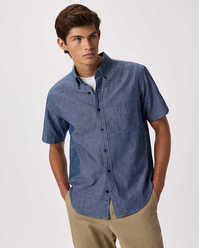 Dark Chambray 100% Organic Chambray Short Sleeve Shirt