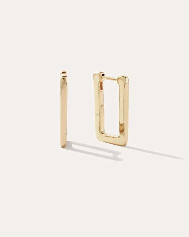Gold Vermeil Rectangle Block Hoops