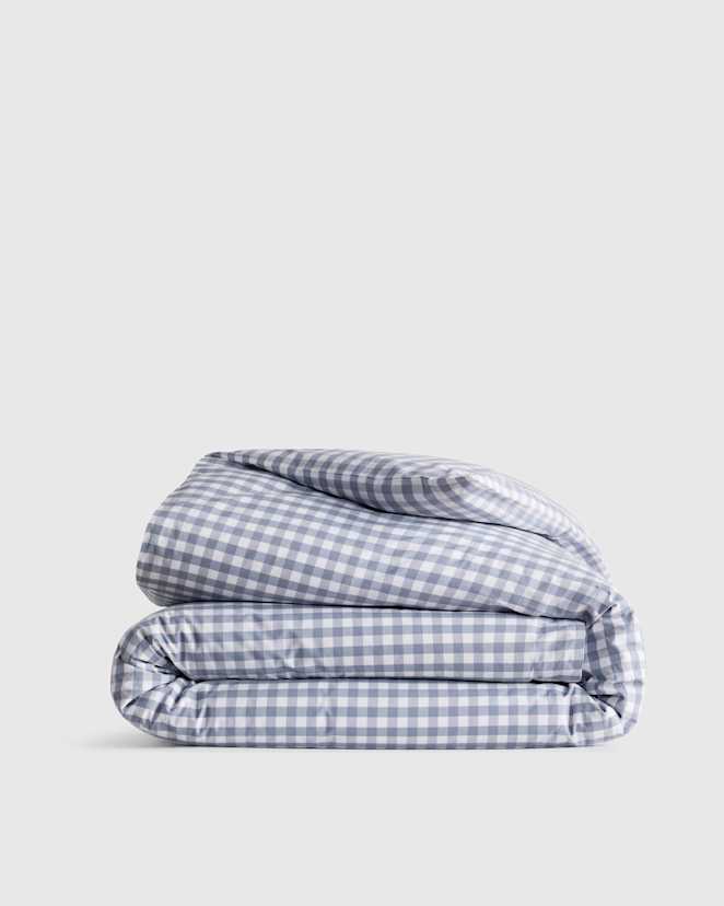 Mineral Organic Crisp Percale Gingham Duvet Cover