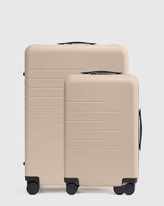 Tan Carry-On & Large Check-In Suitcase Bundle