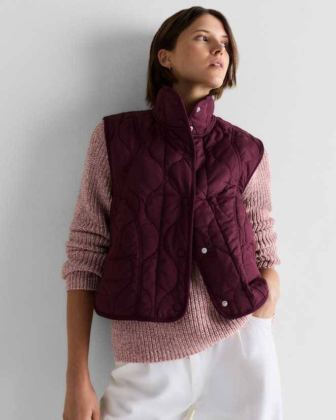 Barolo Burgundy Featherless Quilted Puffer Vest