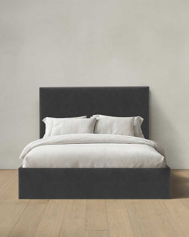 Graphite Square Bed in Performance Velvet