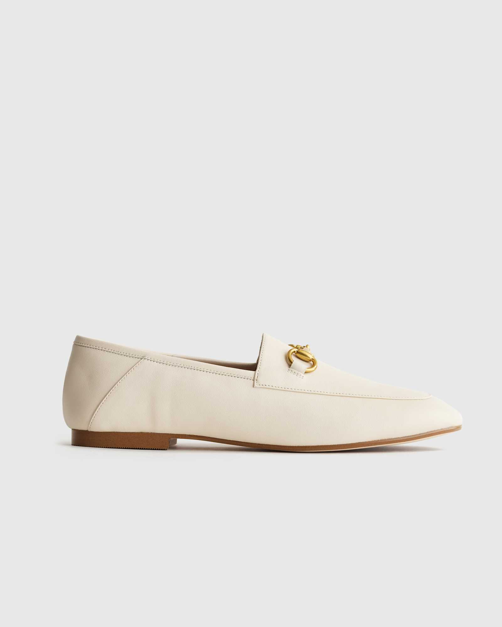 Bone Italian Leather Horsebit Loafer