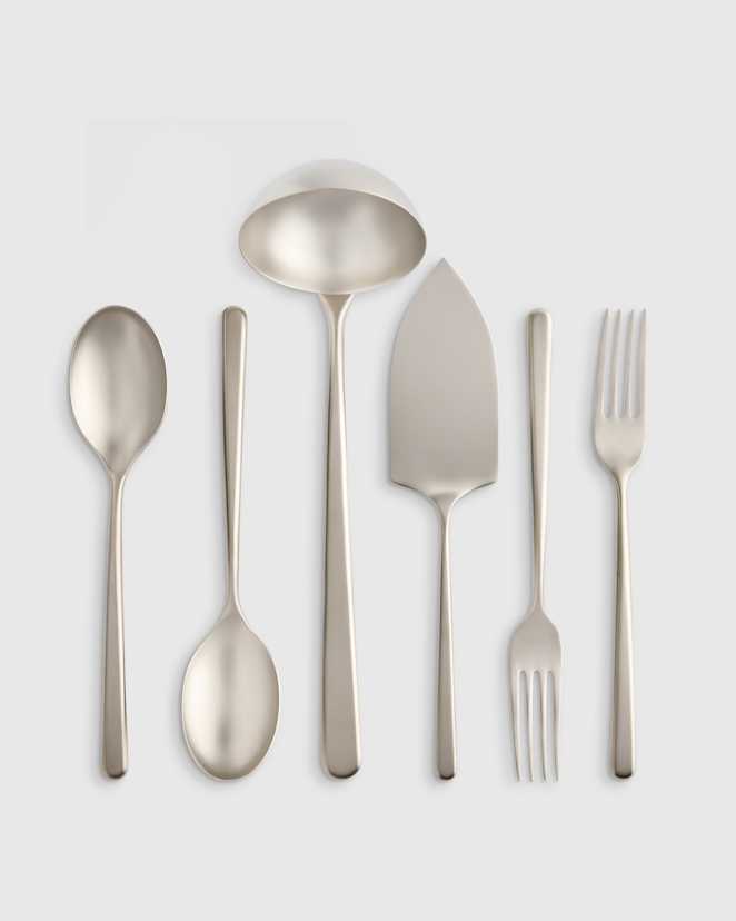 Brushed Stainless Steel Gia Minimalist 6 Piece Serving Utensil Set