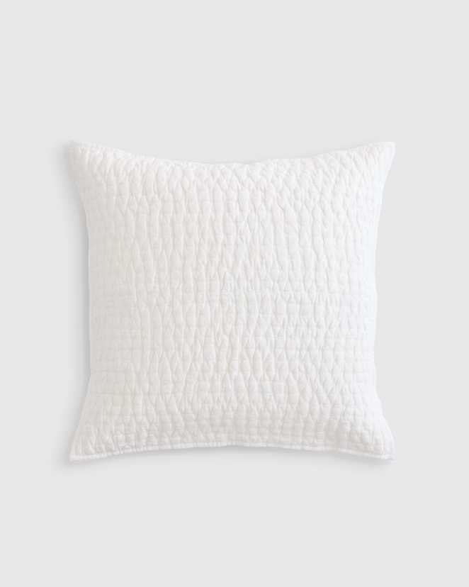 White European Linen Cotton Stitch Quilted Euro Sham