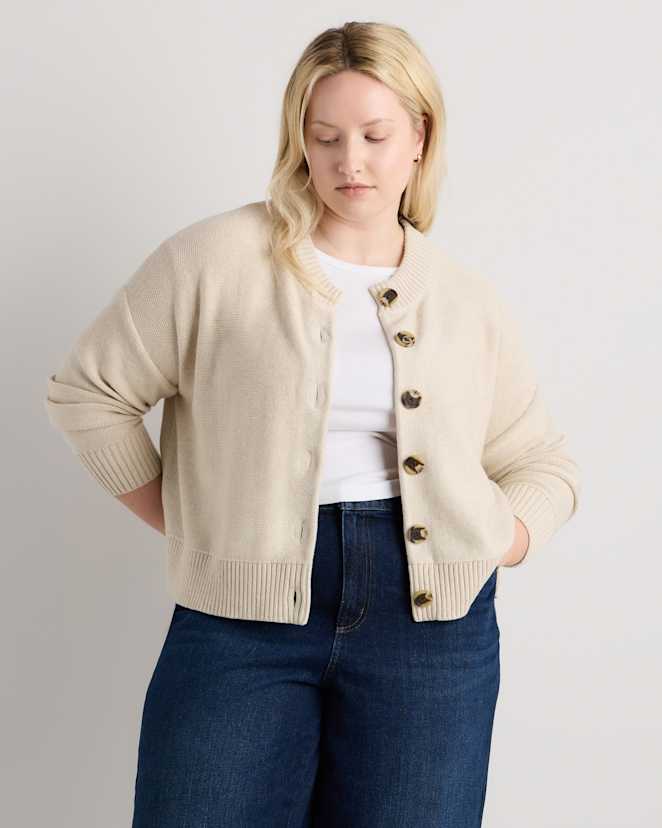 Speckled Beige 100% Organic Cotton Cropped Cardigan