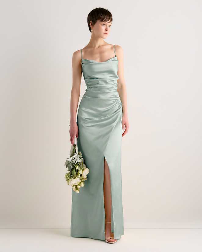 Garden Sage Green Juliette Stretch Satin Dress