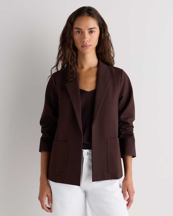 Espresso Ultra-Stretch Ponte Open Blazer