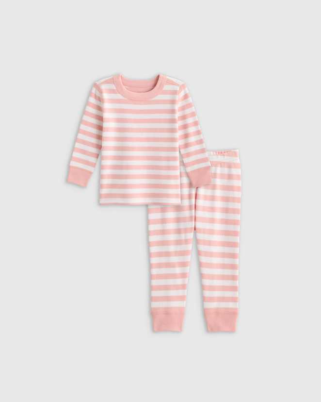 Pink Stripe 100% Organic Cotton Long Sleeve and Pant Pajama Set