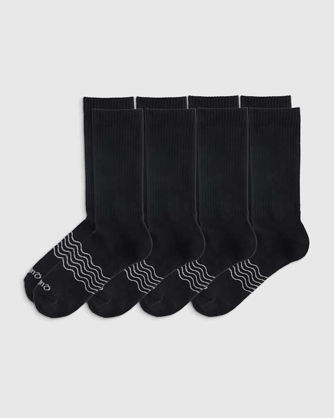 Black Everyday Cotton Solid Crew Socks (4-pack)