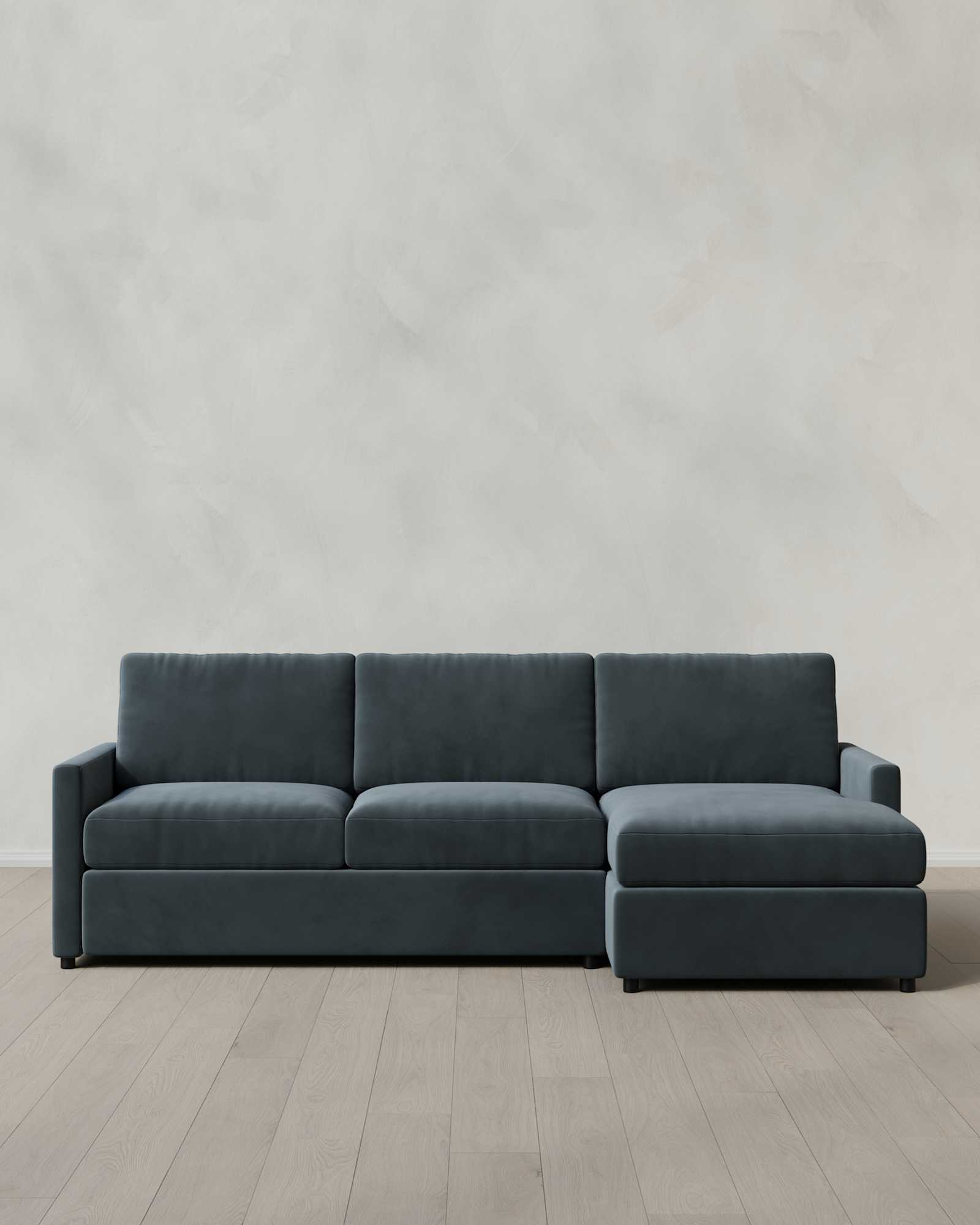 Brennan 107”W Chaise L Sectional Right Arm Performance Velvet Pine