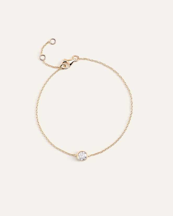 Lab Grown Diamond 14K Gold Birthstone Solitaire Bezel Bracelet