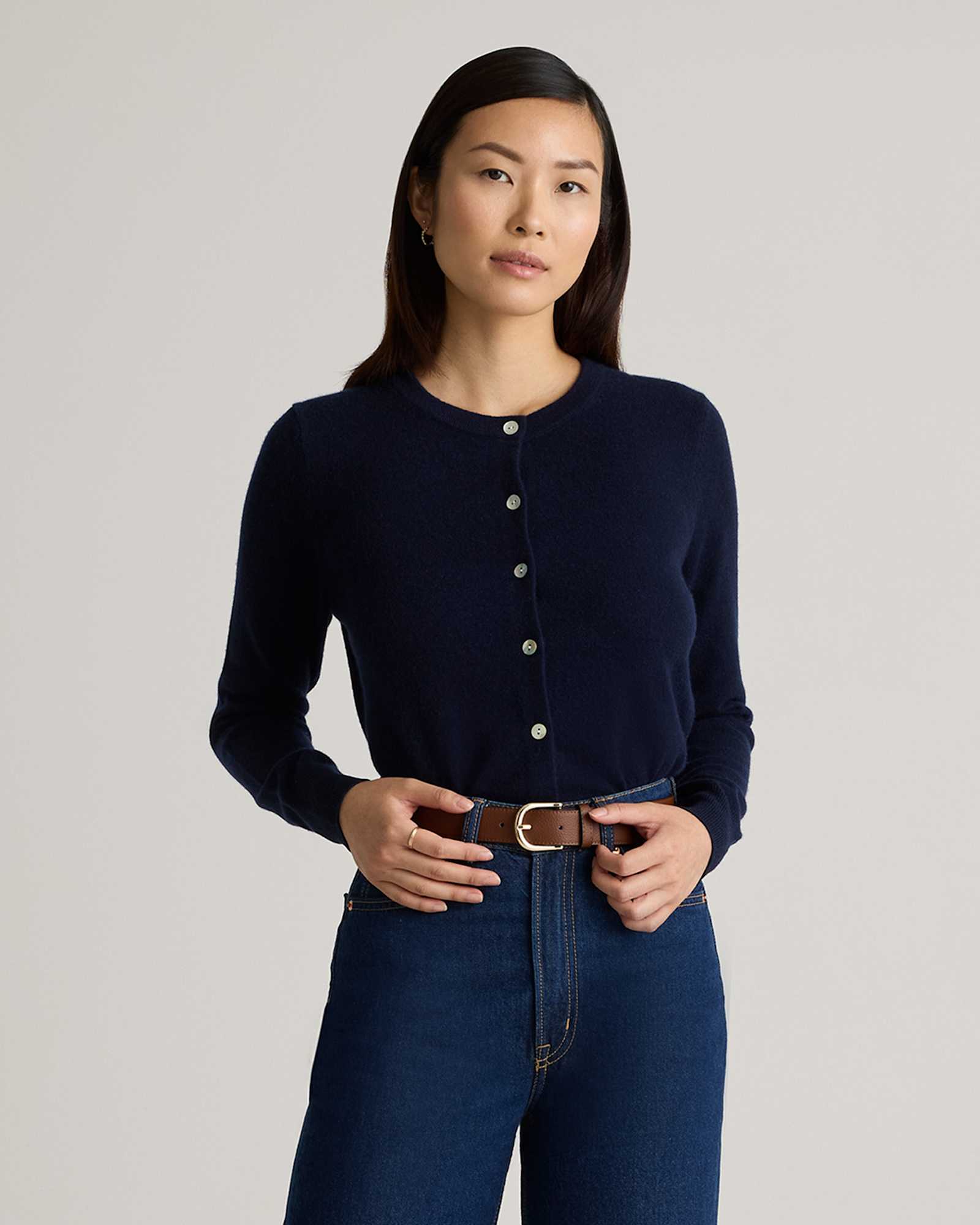 true-navy Mongolian Cashmere Cardigan Sweater
