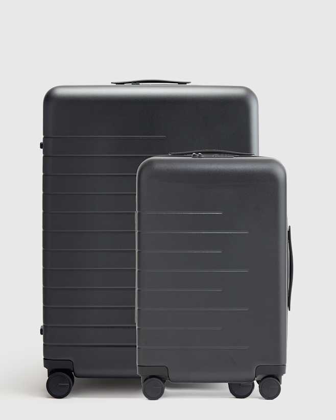 Black Expandable Small Carry-On & Large Check-In Suitcase Set