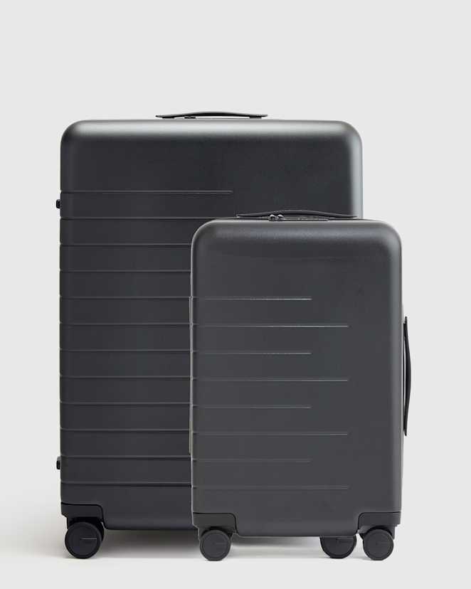 Black Expandable Small Carry-On & Large Check-In Suitcase Set